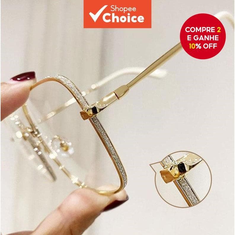 Óculos De Luz Azul Com Armação Brilhante , Femininos De Metal Sem Prescrição