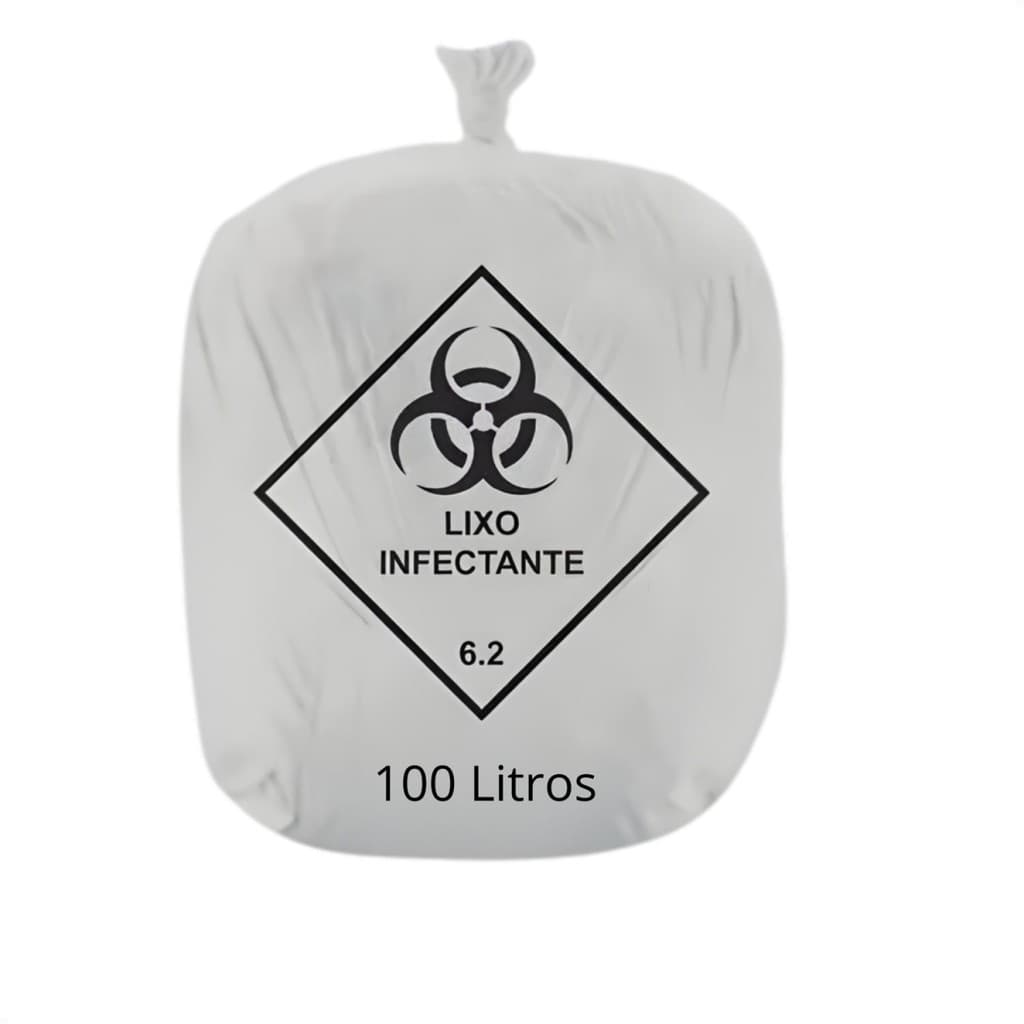 Kit 100 Unidade Saco de Lixo Hospitalar Infectante Rava 100L