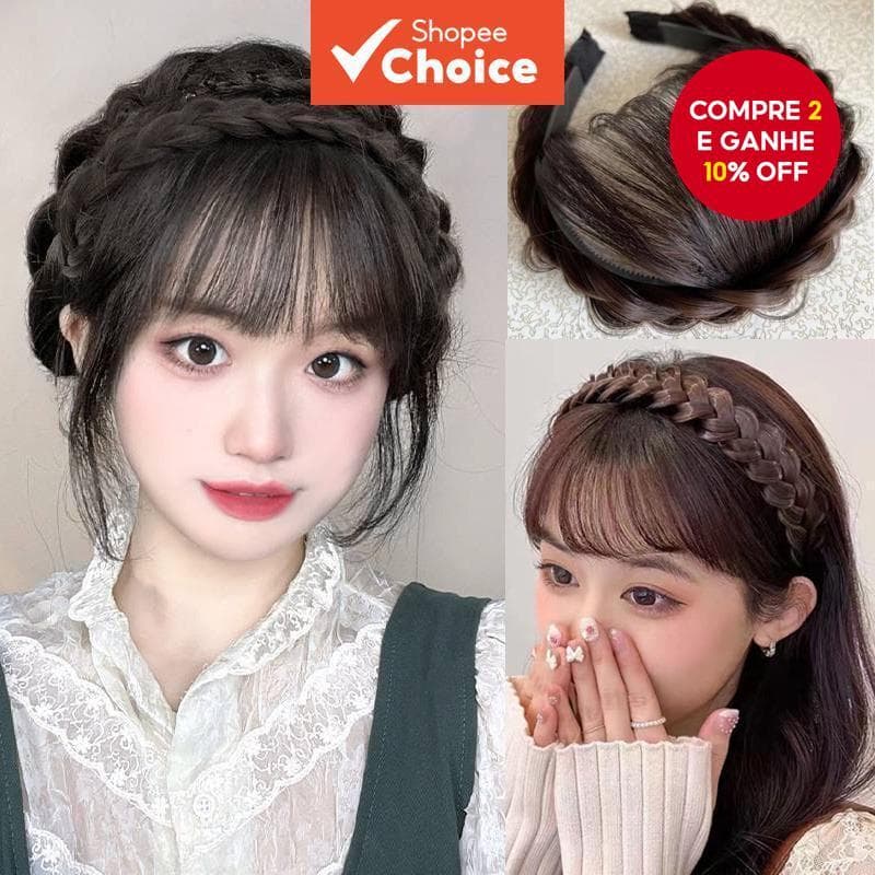 Acessório Elegante Para Peruca Com Trança De Espinha De Peixe-Integração De Franja De Ar Sem Costura E Um Visual Impecáv