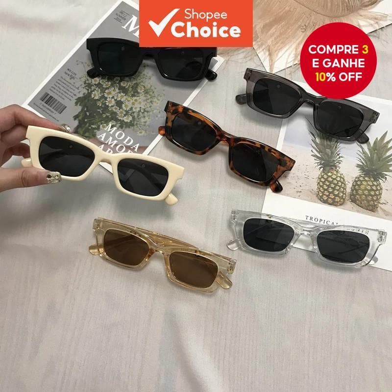 Escolha Moda Feminina Pequena Tendência Quadrada Óculos De Sol Coreano Estilo Jennie Retro Gatos Olho