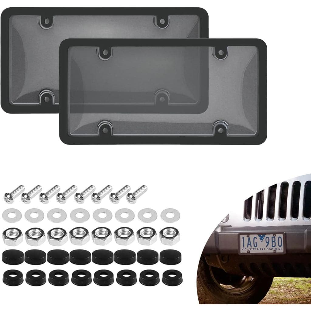 Suporte de Placa de Licença Personalizado Preto 2 Peças com Parafusos e Tampas Correspondentes para Fácil Instalação
