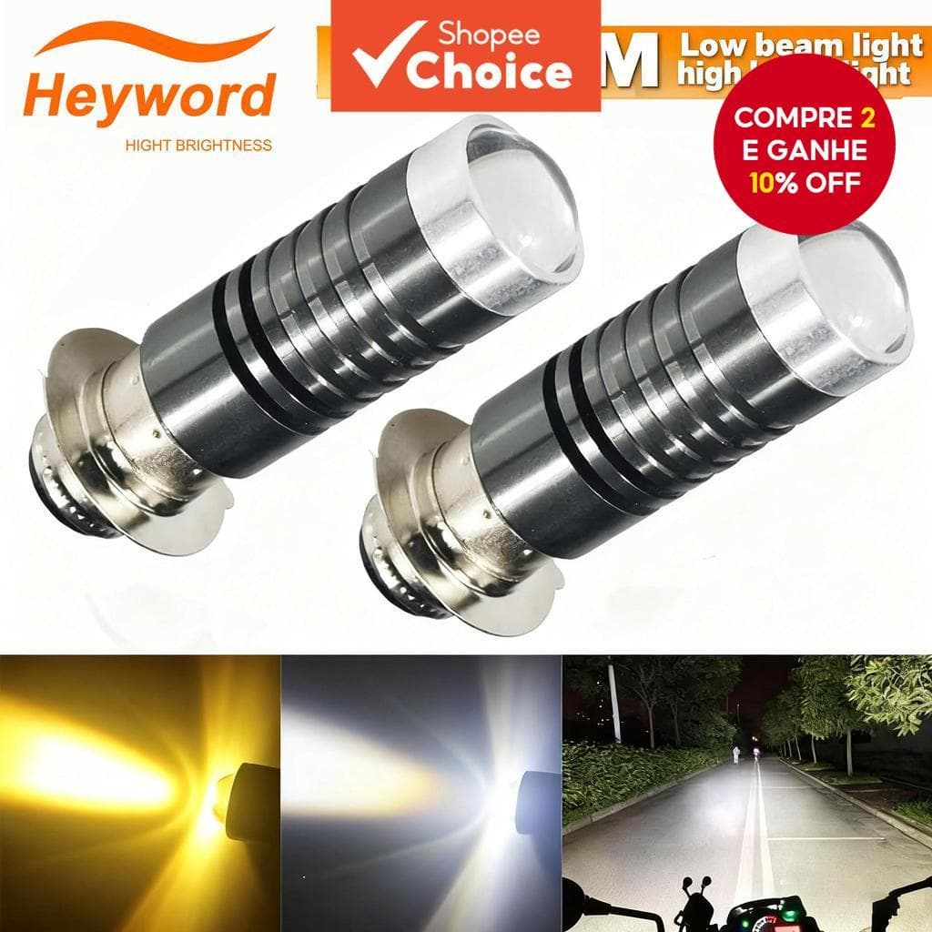 Heyword H4 P15D LED Farol De Motocicleta De Cor Dupla 3000K/6000K Refletor Auxiliar 12V Acessórios Para Moto