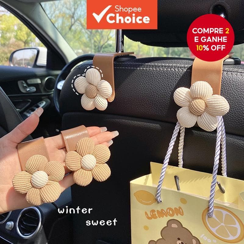 Encosto Fofo Do Assento Carro Decoração Criativa De Armazenamento Multi Funcional Gancho De Flores