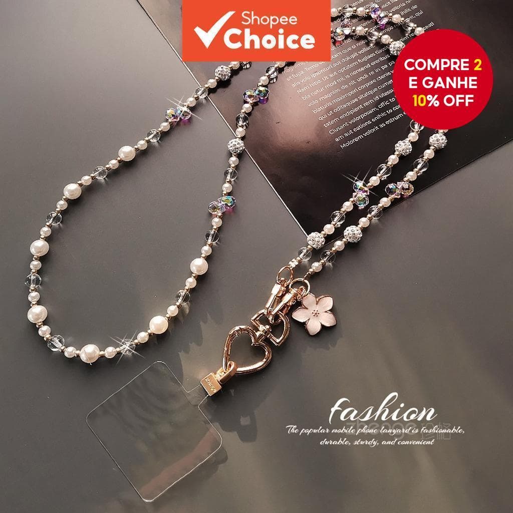 Cordão De Telefone Anti-Perda De Cristal Acessório Essencial Para Viagem Ao Ar Livre