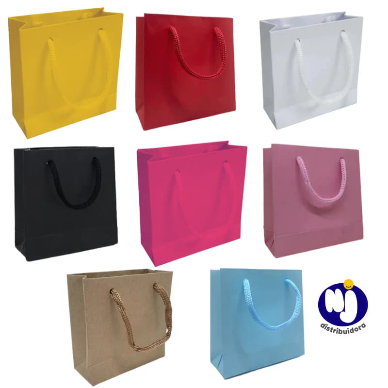 Sacola De Papel 15x15x6cm 10unid Diversas Cores Presente Bolsa Festa
