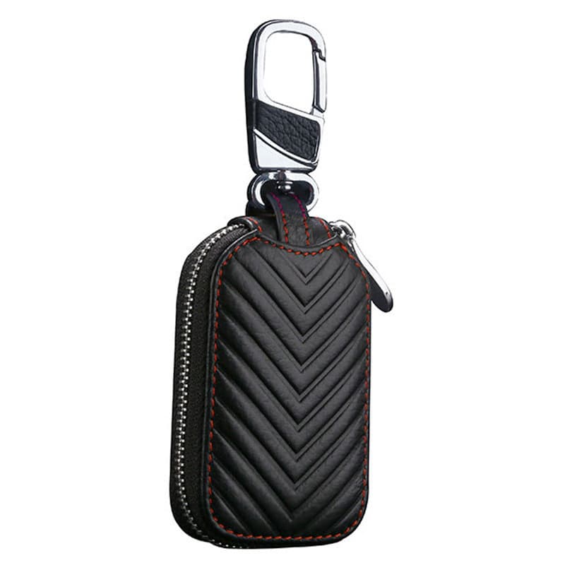 Estojo para chave de carro de couro genuíno genuíno moda padrão em relevo negócios couro cintura chave caso presente fáb