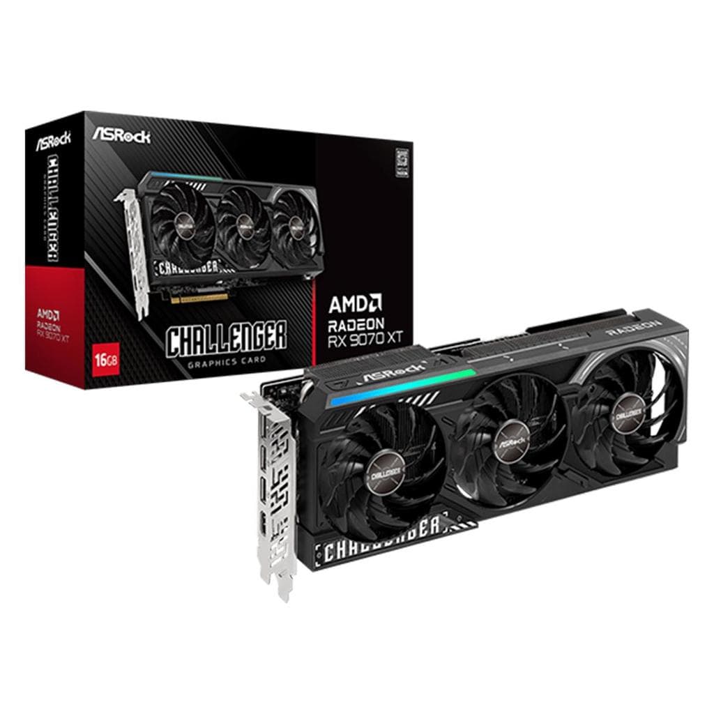 Placa de Vídeo Gpu Asrock Amd Radeon Rx 9070 Xt Challenger 16gb Gddr6 256 Bits 90-Ga61zz-00uanf