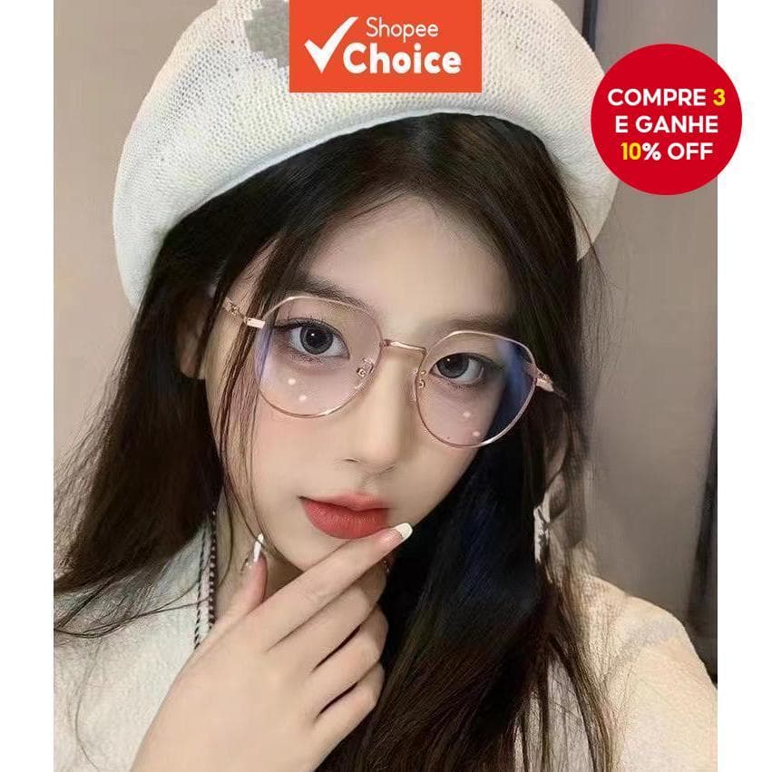 Óculos De Armação De Metal Da Moda Feminina-Proteção Anti-Luz Azul E Radiação