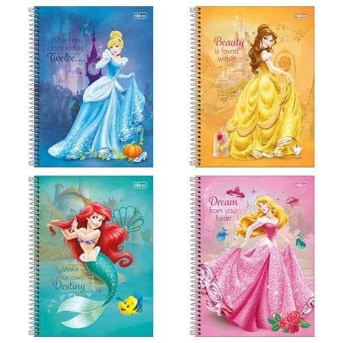 Caderno Princesas Espiral Capa Dura 1 Matéria 80 Fls - Tilibra