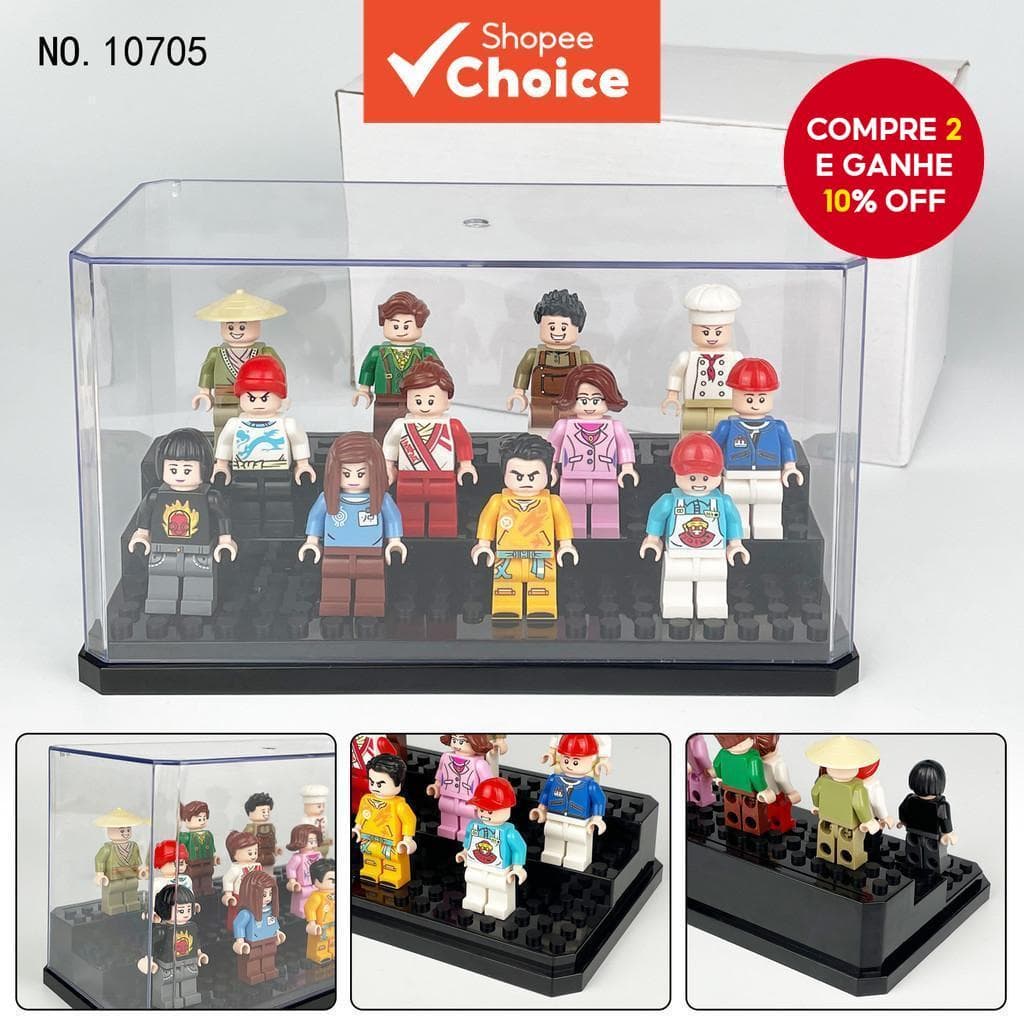 Caixa De Exibição Armazenamento Transparente Capa Poeira Montagem Das Crianças Bloco De Construção Brinquedo Ornamentado