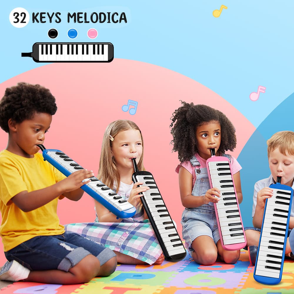 Escaleta 32 Teclas com Bolsa – Melódica de Sopro com Mangueira e Bocal