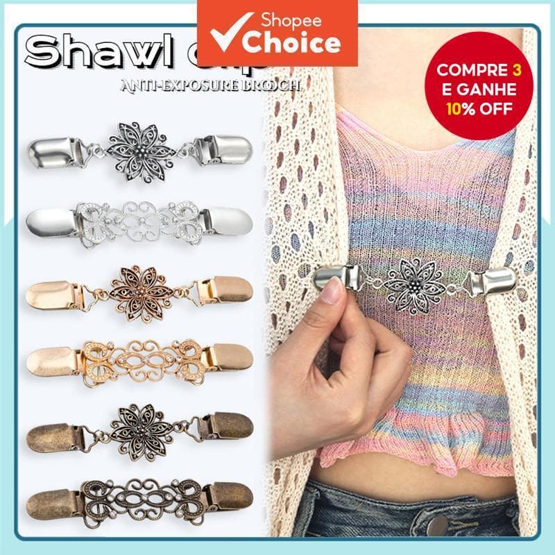 Clipe De Xale Retrô Para Mulheres Estilo Europeu Americano Diamante Incrustado Cachecol Fivela Acessório