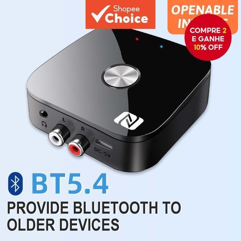 Receptor De Áudio Bluetooth 5.4 RCA 3.5mm AUX USB Estéreo NFC BT 5.0 Adaptador Sem Fio U-Disco Com Microfone Para Kit De