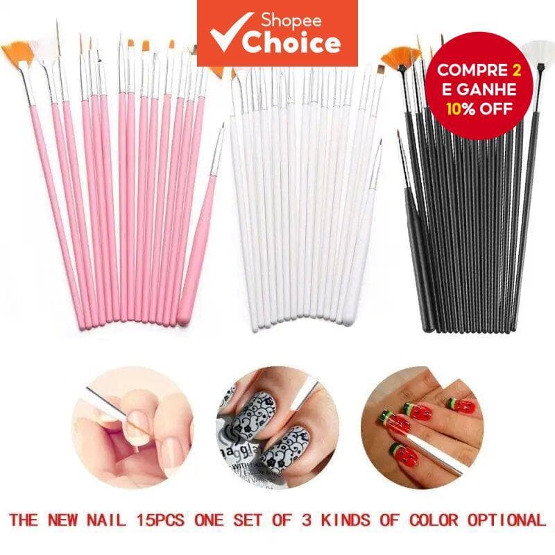 15pcs Pincel de Pintura Detalhe Miniatura para Acrílico, Aquarela, Óleo e Modelos Artísticos