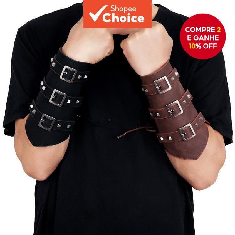 Pulseira De Couro Punk Para Homens Proteção De Braço Antiderrapante