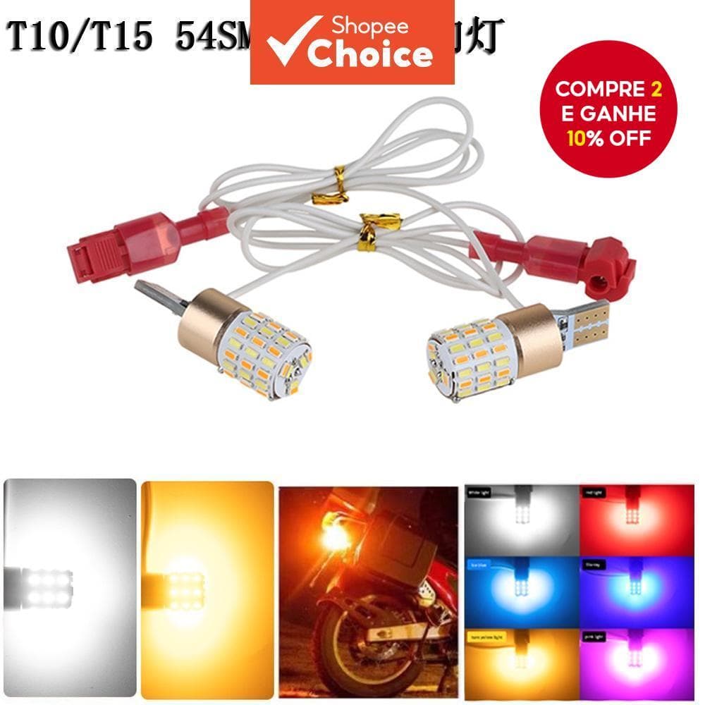 2 Pçs T10 Sinal De Volta Luz Da Motocicleta W16W Luzes Largura Lâmpada Estacionamento Invertendo Cor Nevoeiro Canbus LED