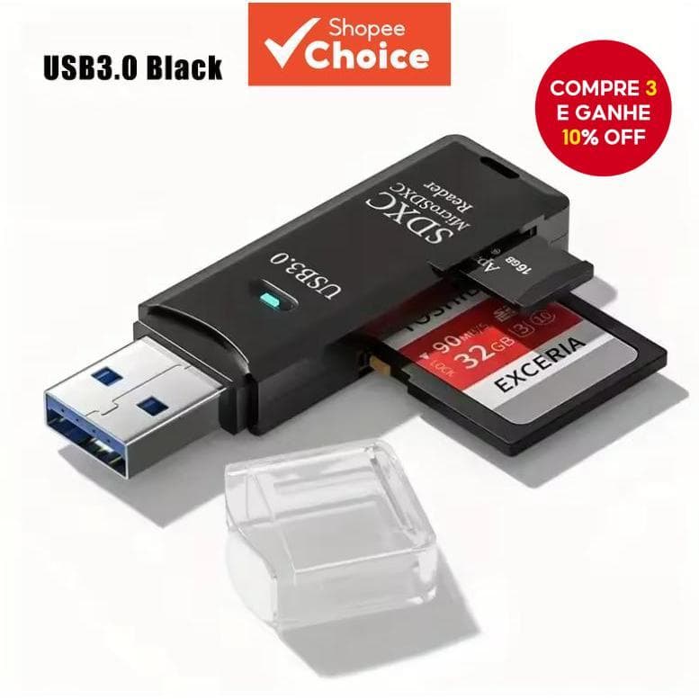 Leitor De Cartão Micro Sd Usb 30/20 Com Transmissão De Dados De Até 5gbps, Compatível Com Pcs E câmeras