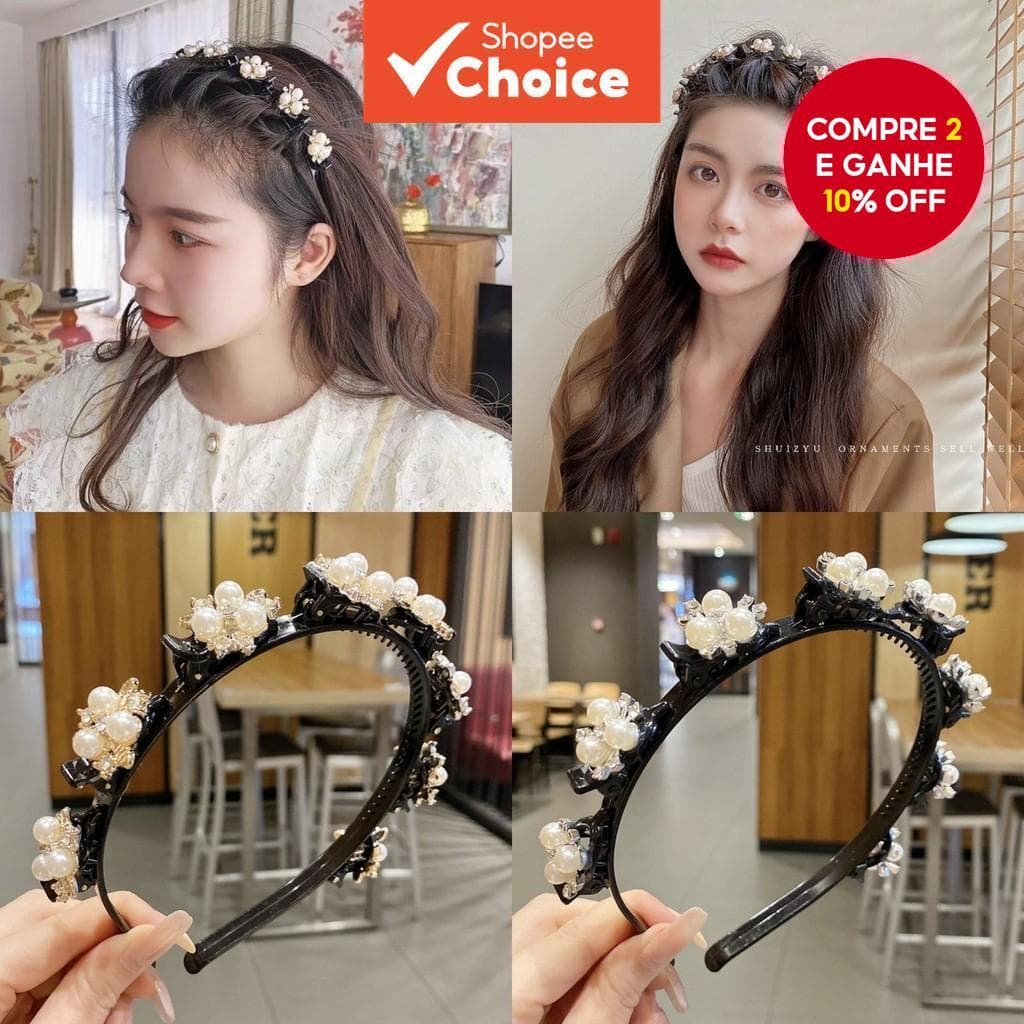 Fivela de Cabelo Trançada Estilosa com Clips para um Styling de Franjas Fácil