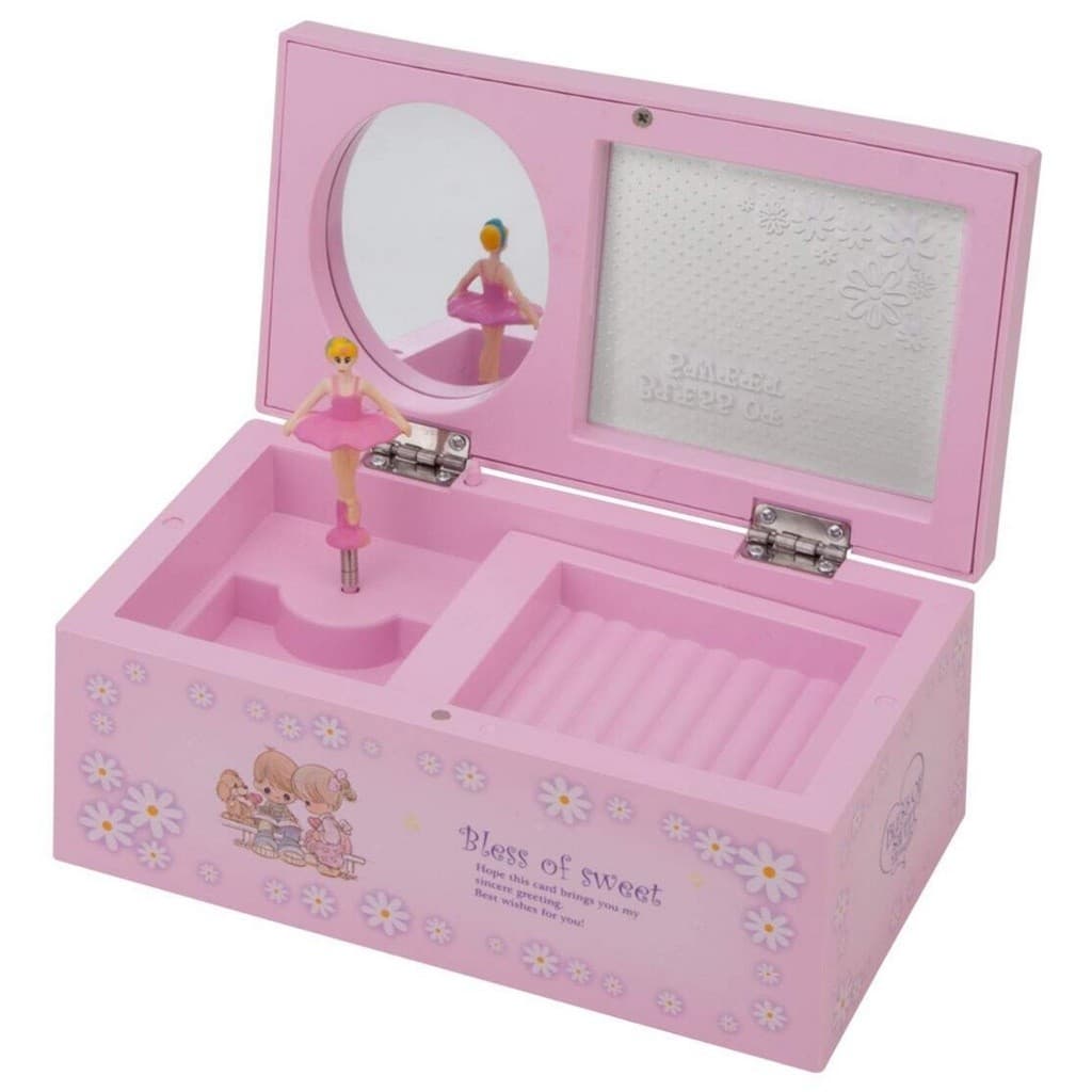 Caixinha de Música Porta Joia Bailarina Dançarina Porta Jóias Retrô com Música espelho Rosa Menina