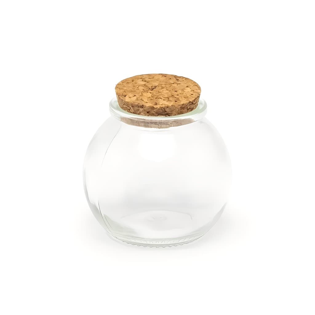 Kit 5 Potes de Vidro Bola 100ml com Rolha para Sais E Temperos Velas