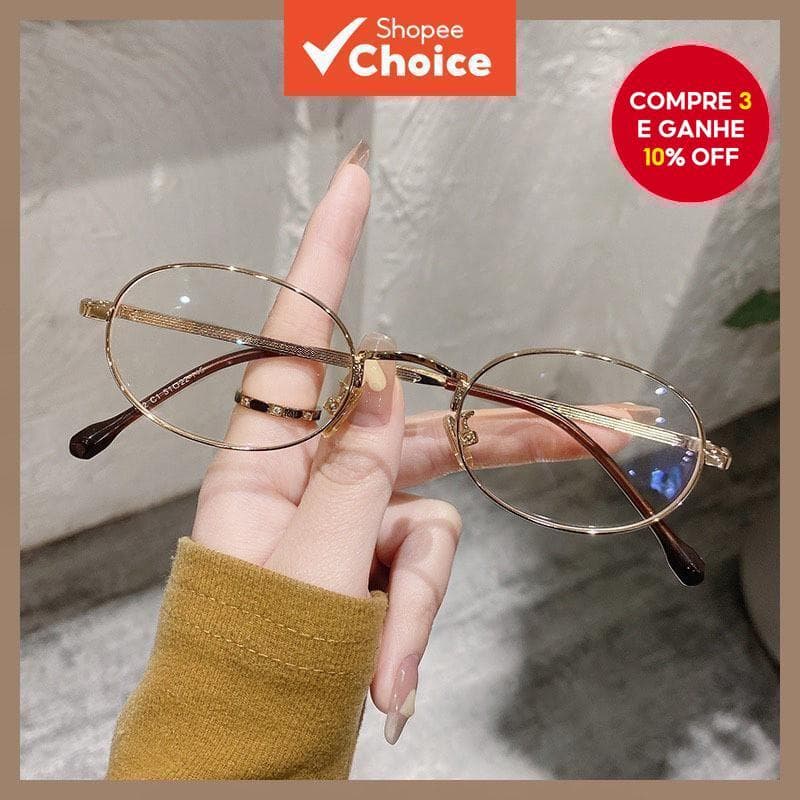 Armações de Óculos de Metal Y2K em Formato Oval, Resistentes a Radiação UV, Unissex