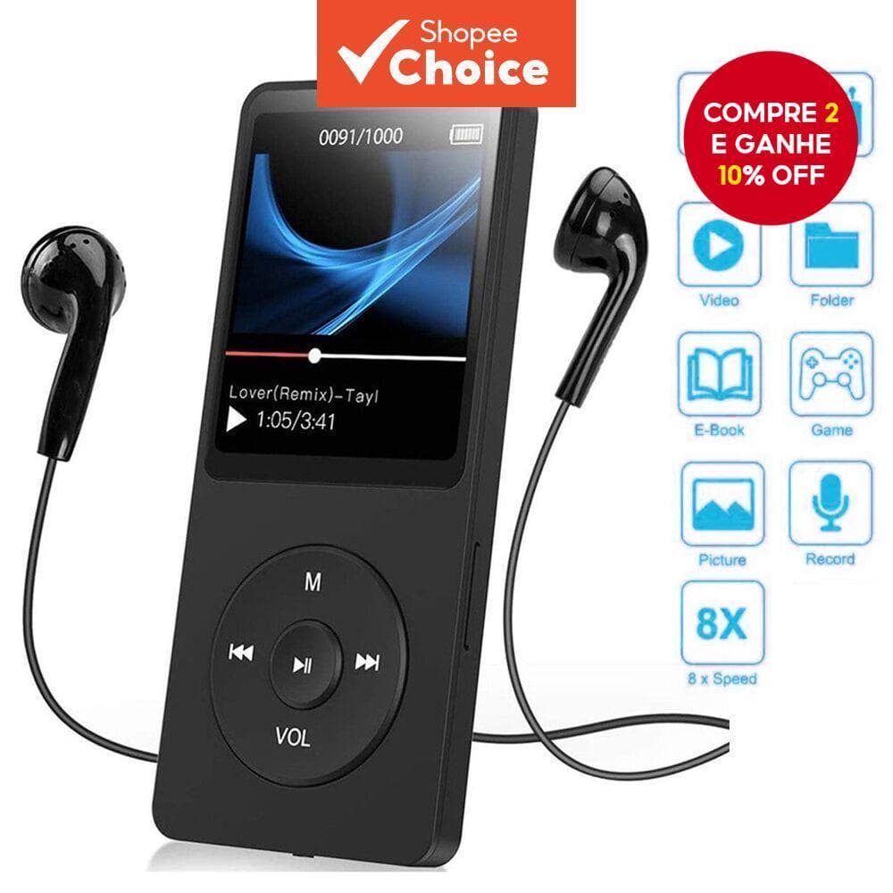 MP3 MP4 Music Player Bluetooth HiFi Sport Sp eakers Rádio FM Gravador De Voz Para Cartão TF De 128 Gb