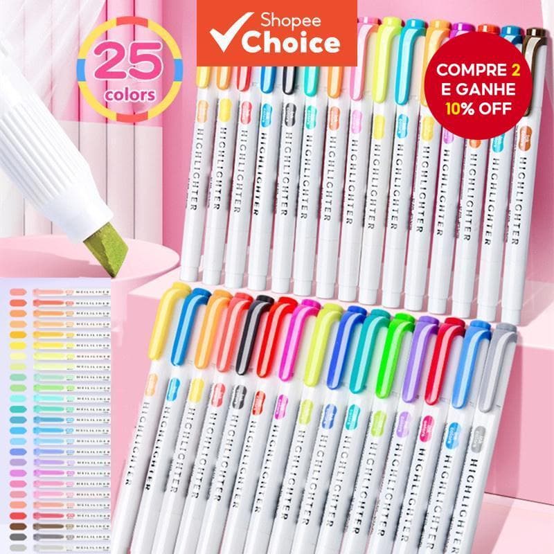 25Pcs/Conjunto Pancromático Sistema Dupla Cabeça Iluminador Marcadores De Cor De Doce Macio