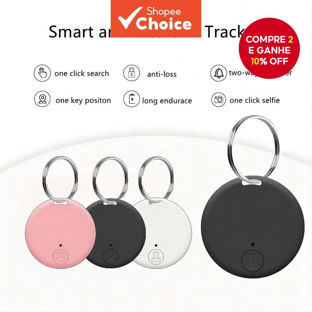 Dispositivo Anti-Perda Bluetooth Redondo Com Chaveiro Localizador De Rastreador Inteligente Para Carteiras De Chaves