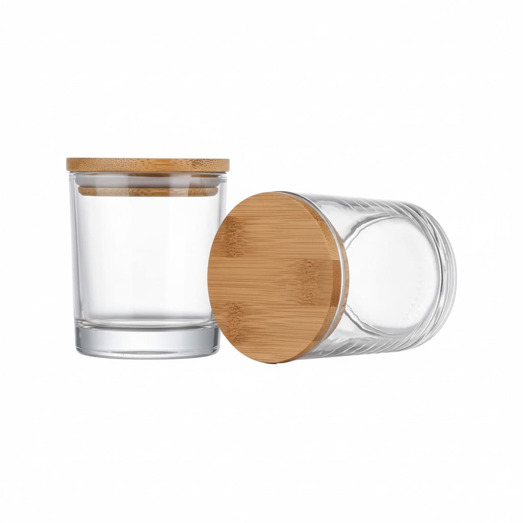 Kit 15 Copos de Vidro 120ml com Tampa Madeira e Vedação para Velas