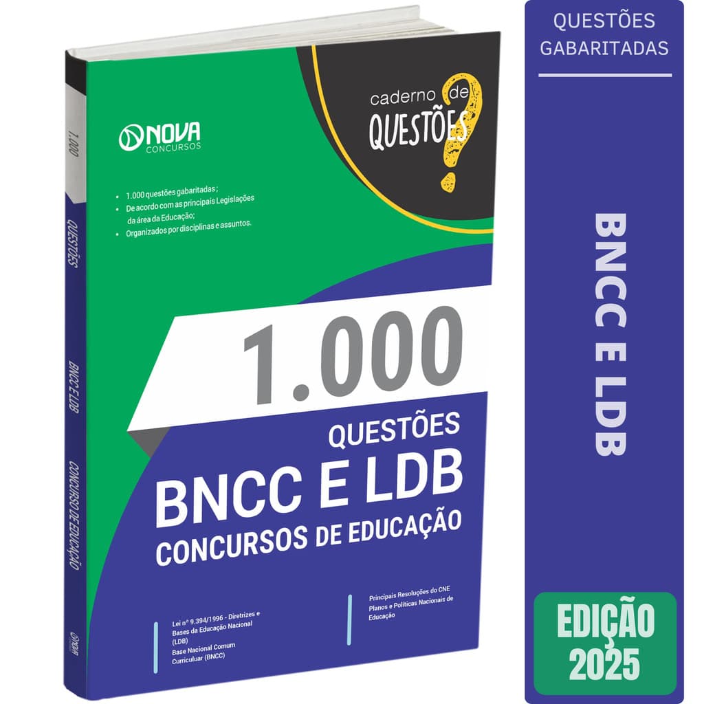 Livro 1.000 Questões Gabaritadas 2025 - BNCC e LDB - Legislação Educacional