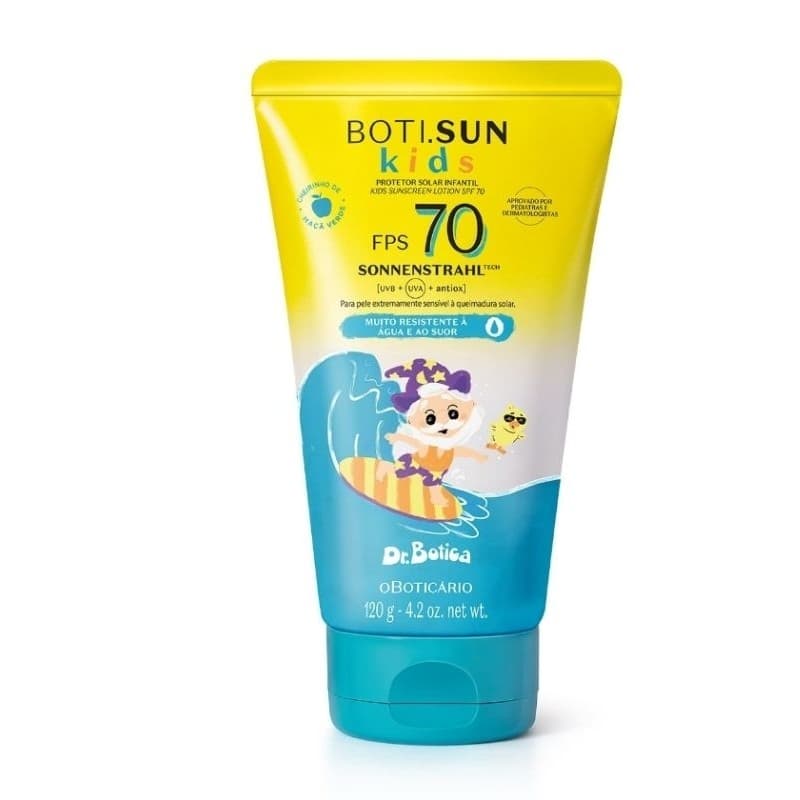Protetor Solar Infantil FPS70 da linha Boti Sun Kids