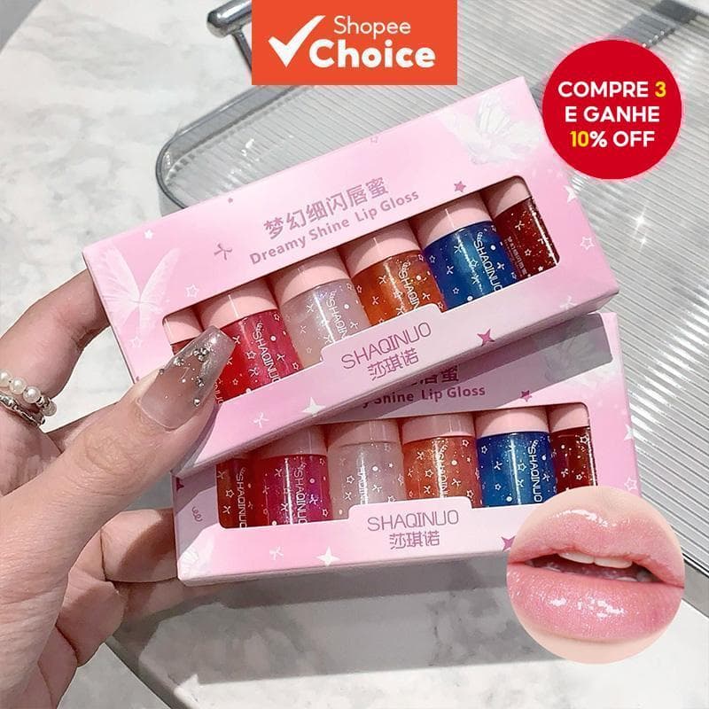 Conjunto Com 6 Caixas De Gloss Labial Shaqinuo, Óleo Labial Transparente, Hidratante E Cuidado Dos lábios