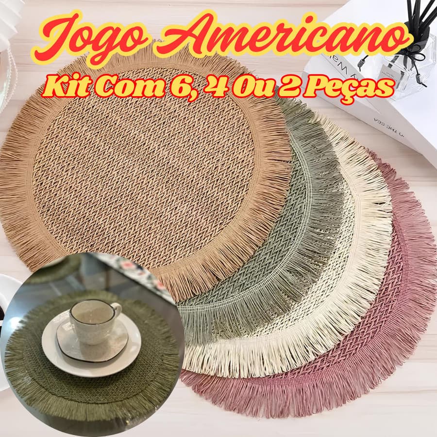 Jogo Americano Descanso De Mesa Jantar Kit Com 6 4 Ou 2 Peças 38Cm Flexível Elegante E Rústico