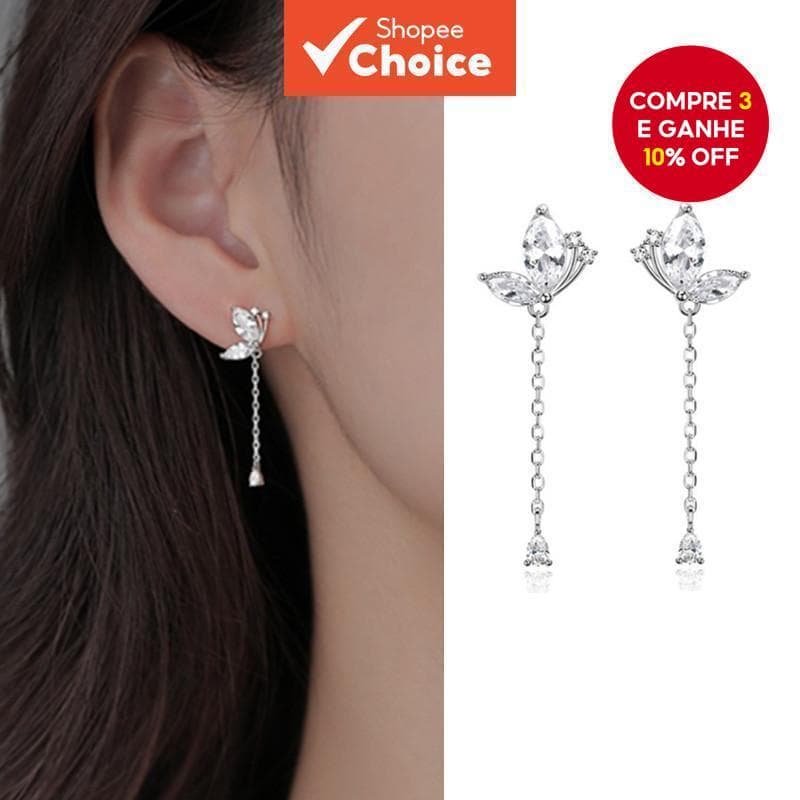 Brincos de Borboleta Coração Flashing Zircon Feminino Moda Jóias