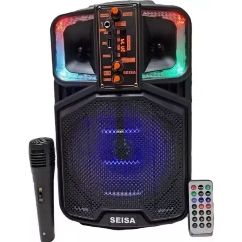 Caixa de som USB Bluetooth de 2000 W com LED e microfone, volume super alto, adequada para karaokê Controle remoto