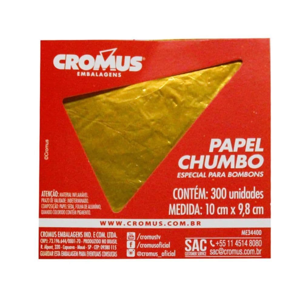 300un Papel Chumbo 10x9,8cm Amarelo Liso Cromus
