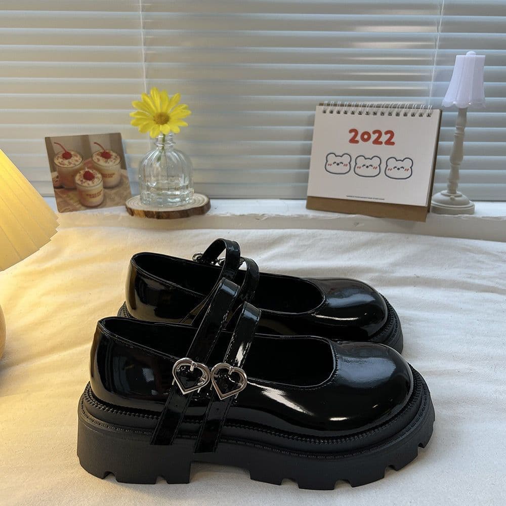Japonês all-match feminino de sola grossa JK sapatos lolita plataforma sola pequenos sapatos de couro all-match salto gr
