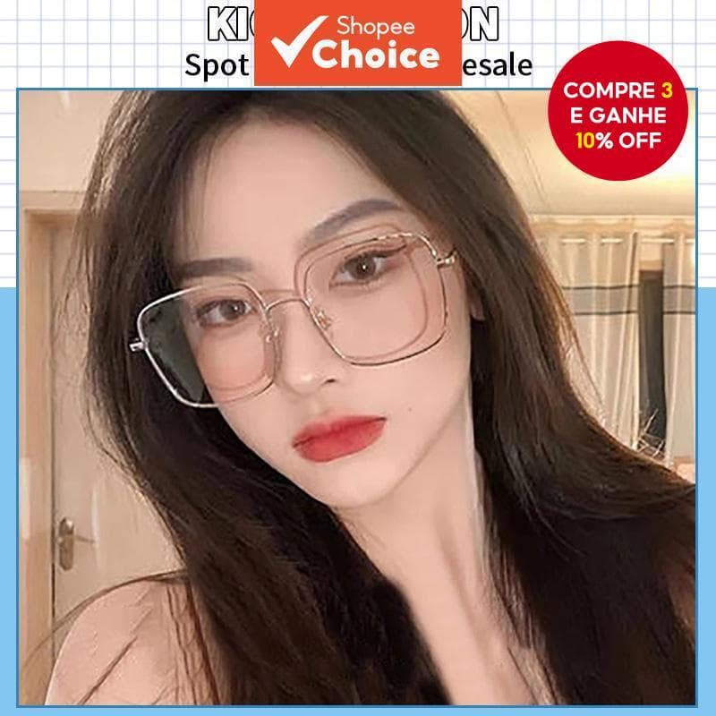 Óculos Bloqueadores De Luz Azul Grandes Coreanos , Armação De Metal , Lentes Substituíveis Para Mulheres E Homens