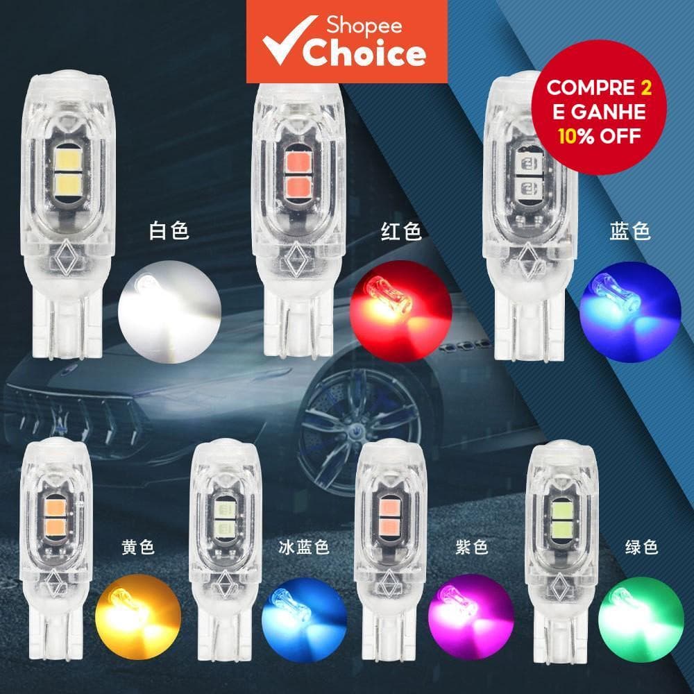 Lâmpadas LED T10 Para Carro E Motocicleta-Sinal De Mudança , W5W 194 Com Lente , Indicador De Largura , Estacionamento ,