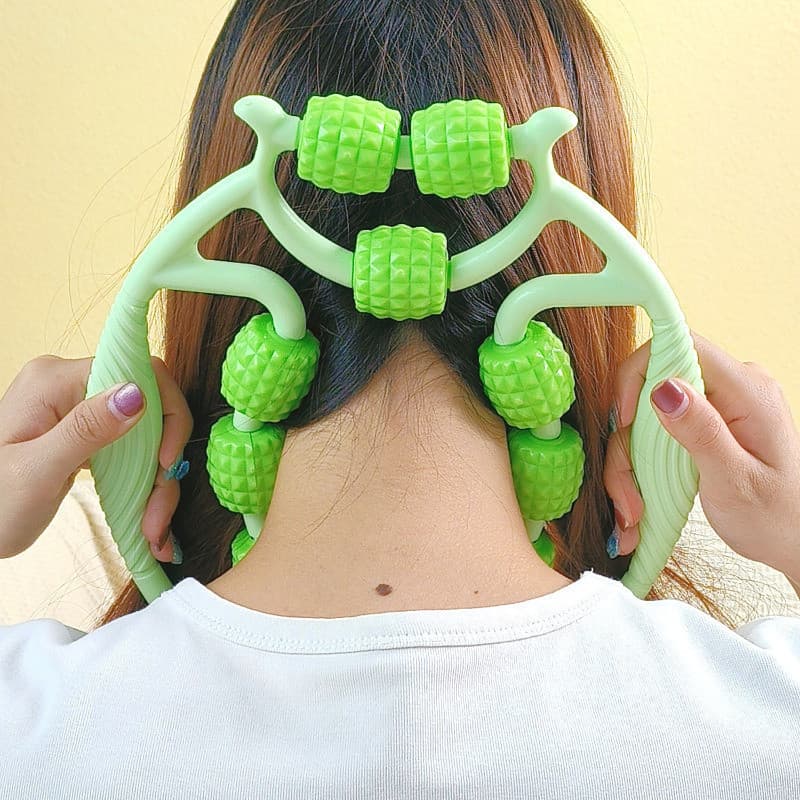 Braçadeira De Rolo Massageador Corporal Portátil De 9 Rodas-Para Coxa , Braço , Panturrilha , Pescoço-Modelagem De Perna