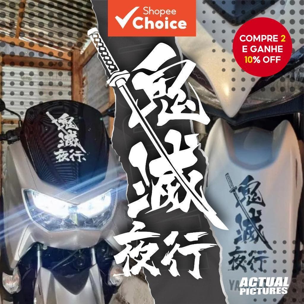Adesivo Reflexivo Para Motocicleta , Decalques JDM Condução Noturna Demon Slayer Motos