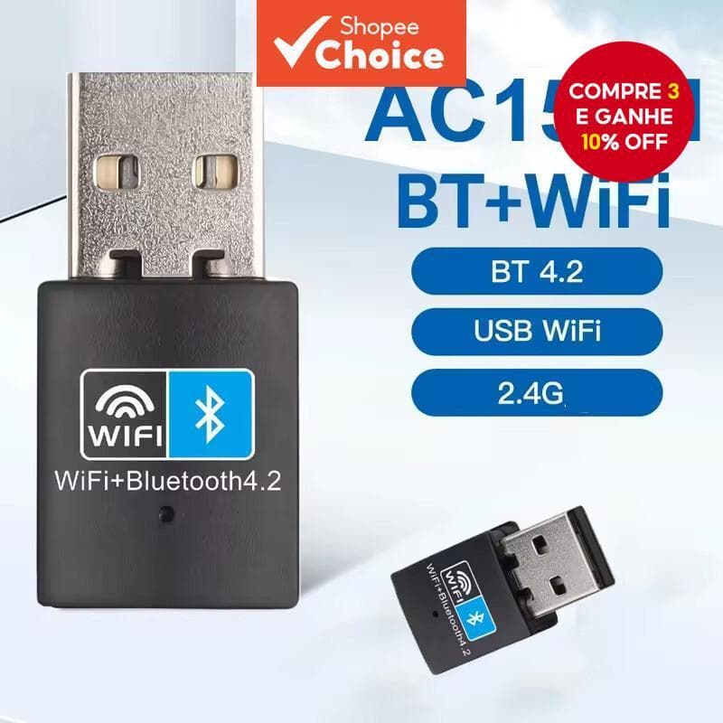 Mini Adaptador Sem Fio USB Wifi 150mbps Bt 4.2 Dongle Placa De Rede RTL8723DU Para Desktop Portátil PC