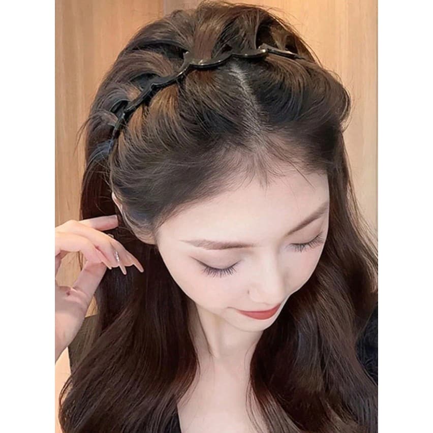 Tiara de cabelo de plástico ondulada estilo coreano anti deslizante