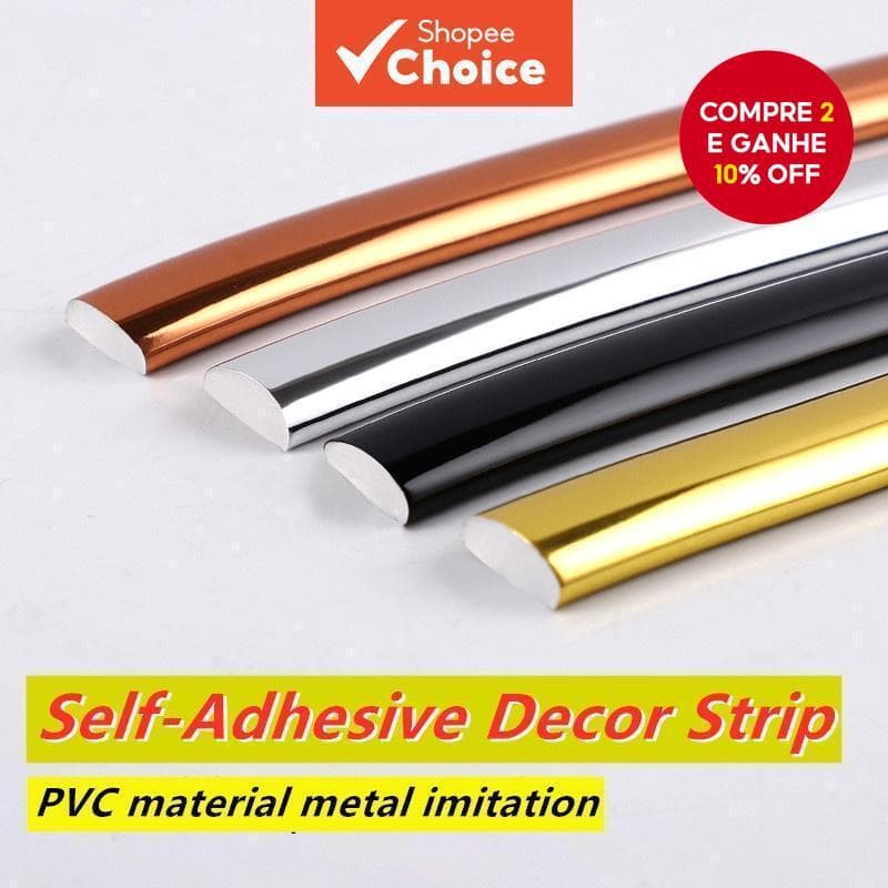 Moldura De Espelho Autoadesiva De 1M , Moldagem De PVC , Guarnição De Parede , Linha De Decoração De Metal , Fundo Teto 