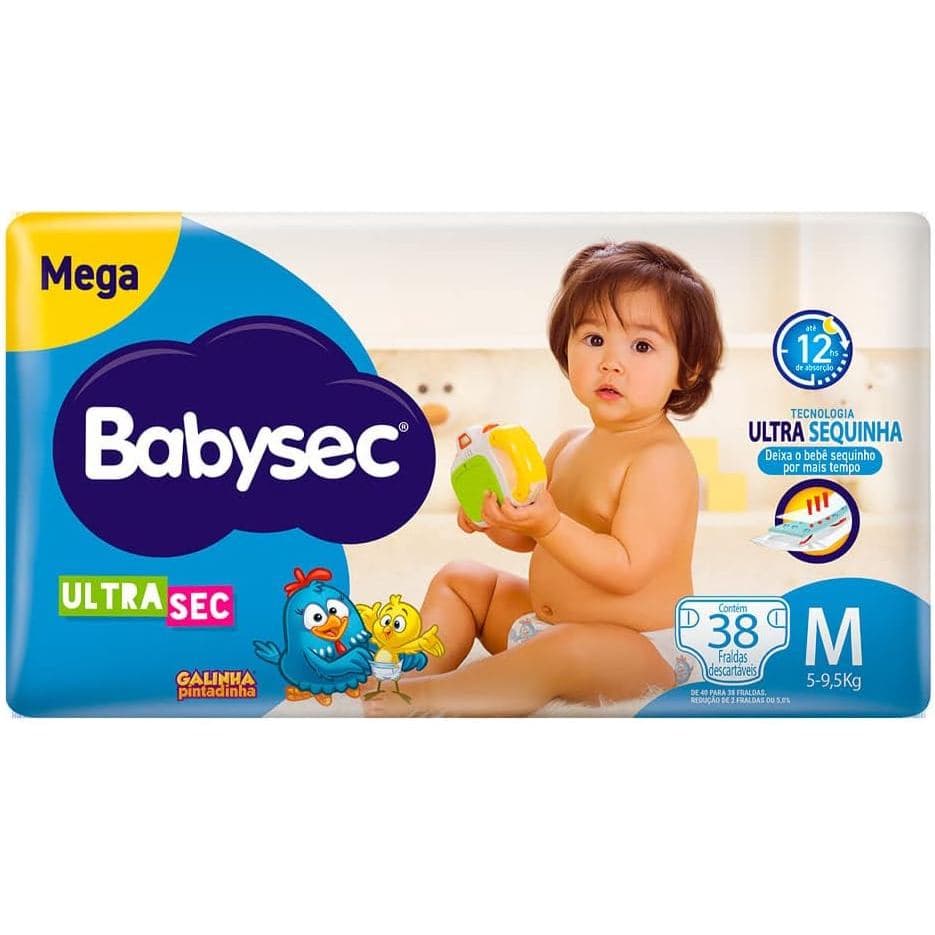 Fralda Babysec Ultrasec M 38un Galinha Pintadinha 12h Proteção Antivazamento Conforto Bebê