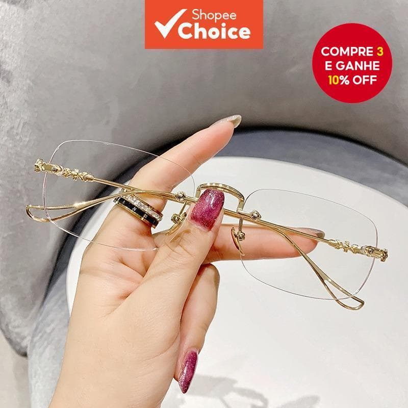 Óculos Sem Moldura Anti-Radiação Para Mulheres E Homens Retangulares Aro