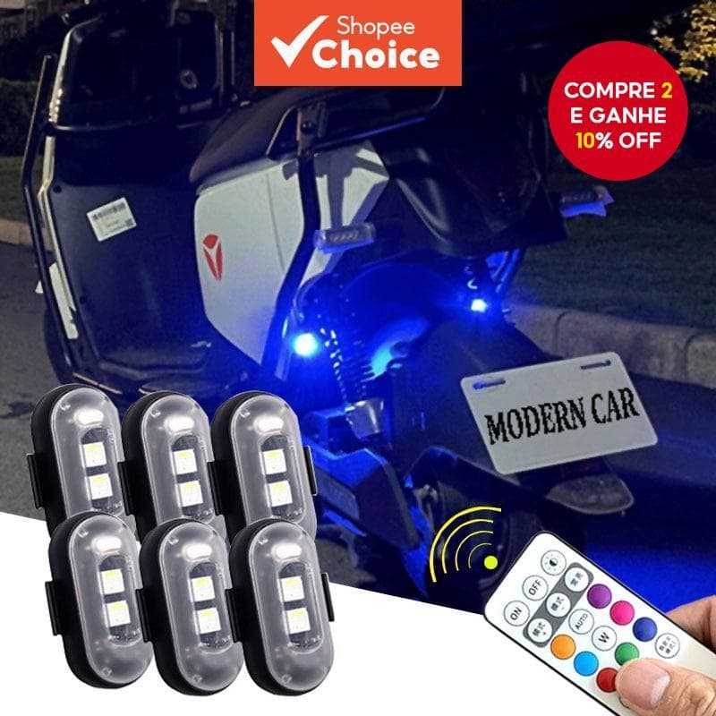 6Pcs Controle Remoto Sem Fio para Bicicleta, Motocicleta, RC e Drone com Luz Estroboscópica LED 7 Cores