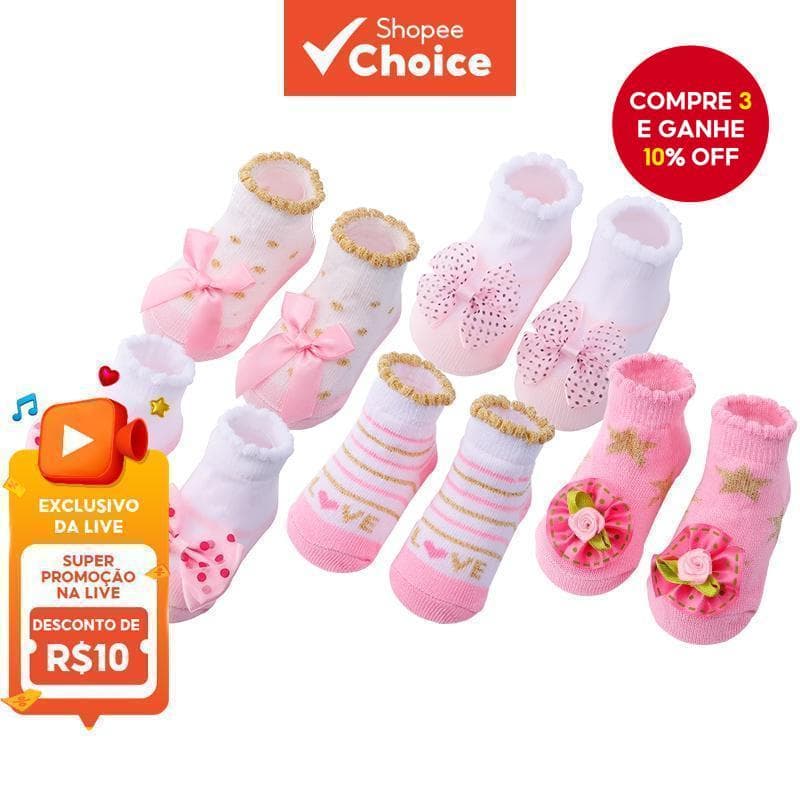 Meias De Algodão Para Bebês Meninas Acessórios De Desenho Animado 5 Pares/Conjunto Recém-Nascidos De 0 A 24 Meses