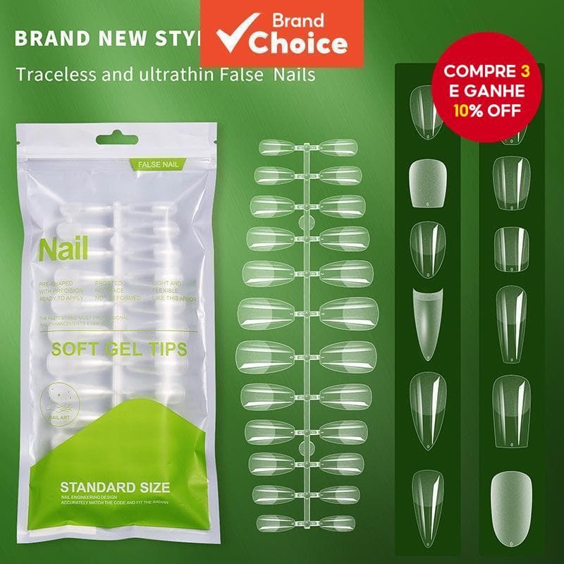 120 Pçs/Saco Ballet Unhas Falsas Totalmente Transparentes Acrílico Conjunto Imprensa Em Dicas Tamanho Misto Falso Ongles