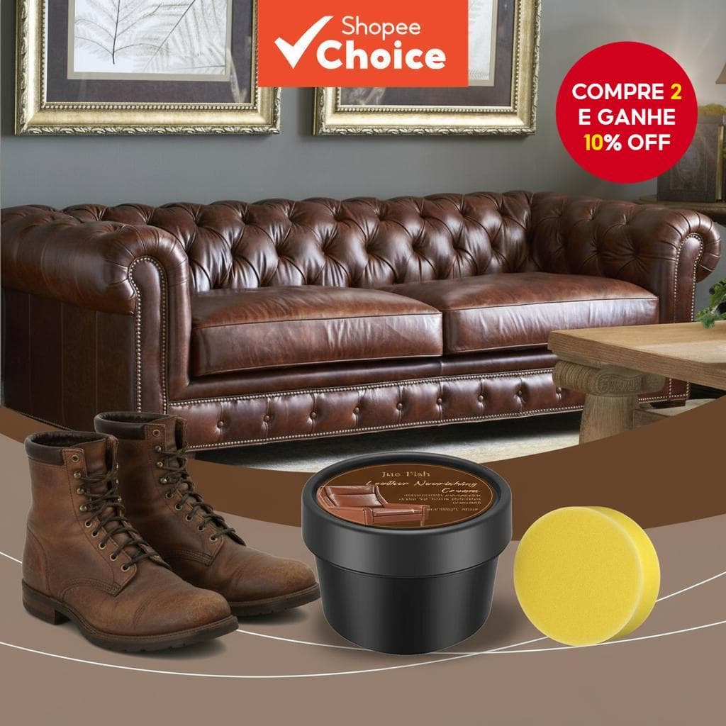  Jue-Fish Creme para Cuidados com Couro para Bolsas, Sofás e Sapatos – Fórmula Natural Nutritiva e Anti-Envelhecimento